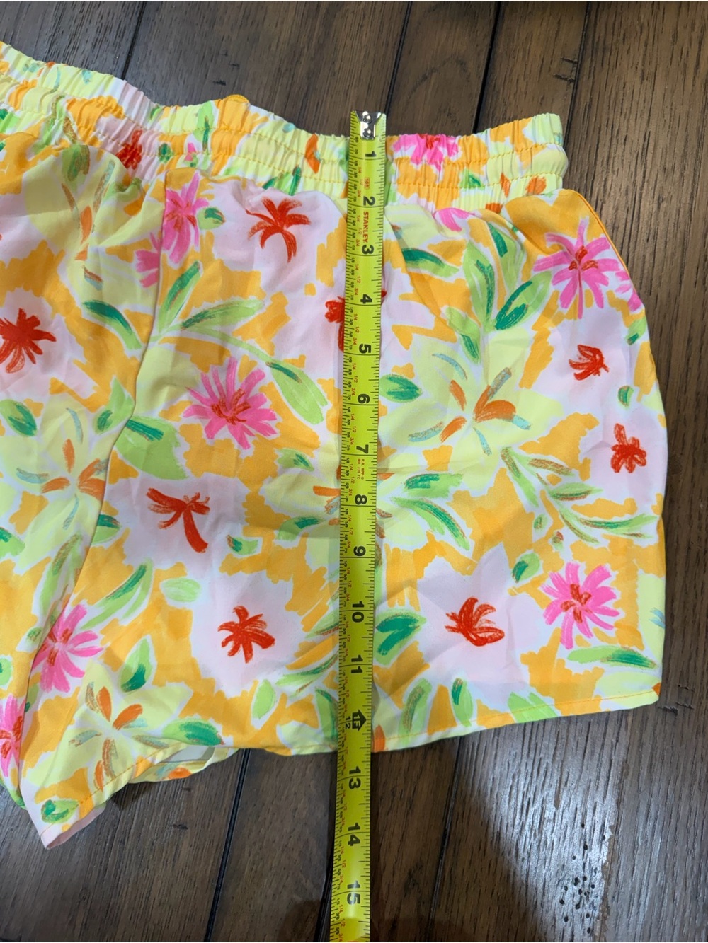 crown & ivy Yellow Floral Athletic Shorts with Pink & Green Accents - Picture 5 of 5